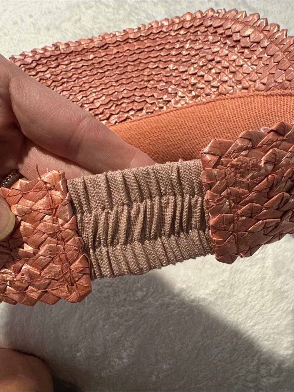 HEMLOCK Woven Straw Visor - Rose Gold